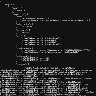 screenshot des geparsten mf2 von wirres.net